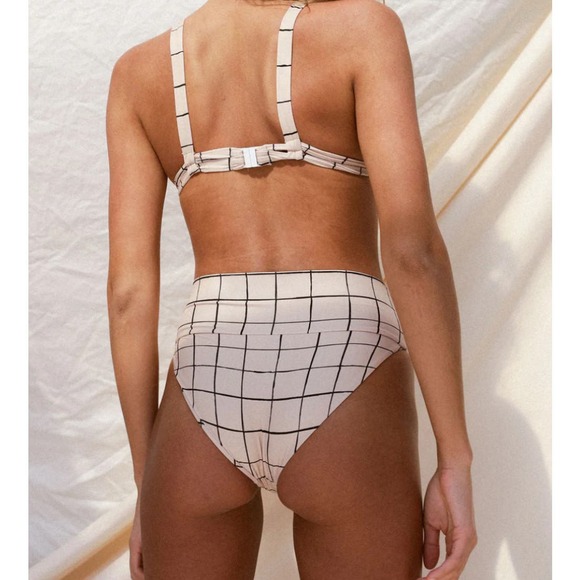 Stone Fox Swim Paloma Bikini Top - Sand Plaid - XS - New With‎ Tags - Picture 3 of 6